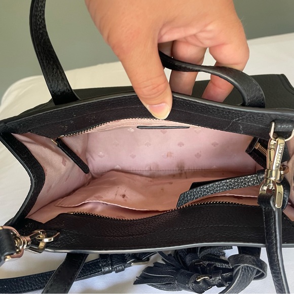 Kate Spade Rowe Small Zip Satchel Purse Crossbody Bag Pebbled Leather Classic - Picture 10 of 14